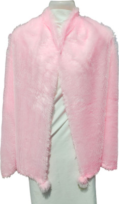 saba fashion Polyester Wool Blend Solid, Applique Women Shawl(Pink)