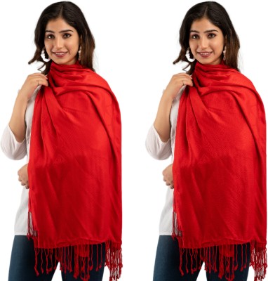 CLOTH KING Viscose Printed Women Shawl(Red)