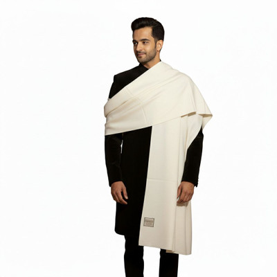 Kriti Wool Solid Men Shawl(White)