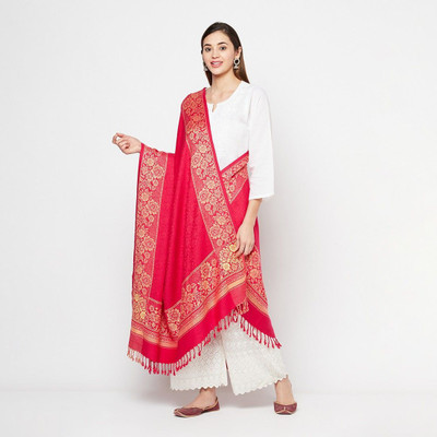 Regal Mart Wool Self Design Women Shawl(Red)
