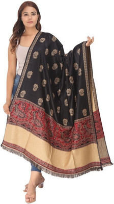 Life and style Wool Printed Women Shawl(Black)