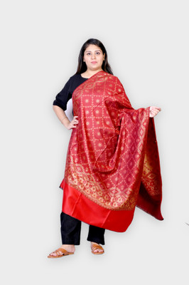 Allure Motifs Polyester Wool Blend Woven Men, Women Shawl(Red)