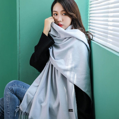 AlexVyan Acrylic, Wool Self Design, Solid Women Shawl(Grey)