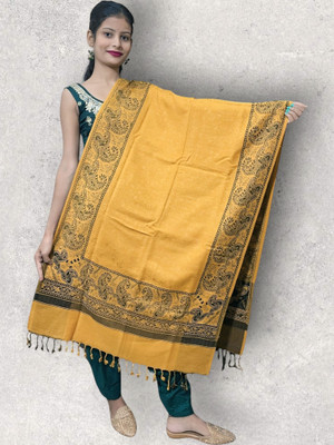 Trandone Wool Embroidered Women Shawl(Yellow)