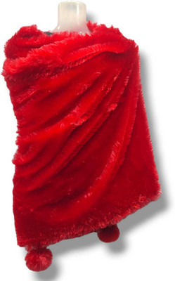 BHOOMBERG Fur Solid Women Shawl(Red)