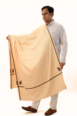 Sprha Wool Self Design Men Shawl(Beige)