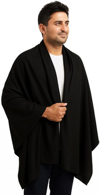 KTC Wool Solid Men Shawl(Black)