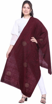 MANBHAV Wool Self Design Women Shawl(Maroon)