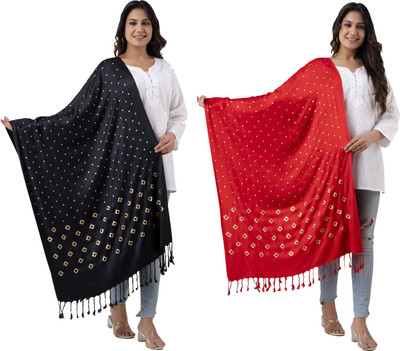 KEATY Wool Printed Women Shawl(Multicolor)