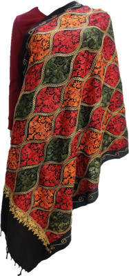 CHOUDHARYRETAILS Wool Printed Women Shawl(Black)