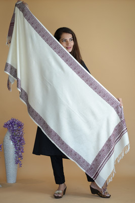 STSHAWLS Acrylic Self Design Women Shawl(White)