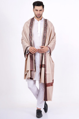 Vrinde Wool Solid Men Shawl(Beige)