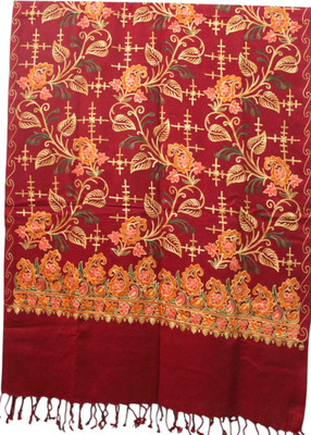 okko Polyester Wool Blend Embroidered Women Shawl(Multicolor)