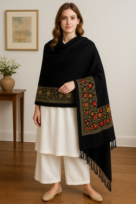 Blushh Collection Wool Embroidered Women Shawl(Multicolor)