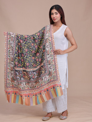 swi stylish Wool Woven Women Shawl(Multicolor)