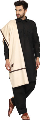 CHOUDHARYRETAILS Wool Embroidered Men Shawl(Beige)