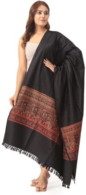 Life and style Wool Printed Women Shawl(Black)