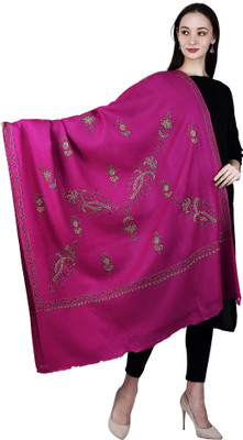 swi stylish Wool Embroidered Women Shawl(Pink)