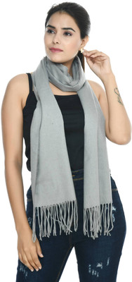 Life and style Wool Solid Women Shawl(Grey)