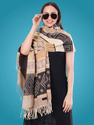 MHAX Pashmina Self Design Women Shawl(Brown)