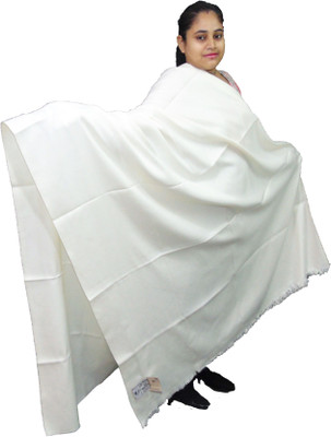 CHOUDHARYRETAILS Wool Self Design Women Shawl(White)