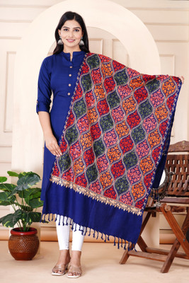 Parth Creation Wool Embroidered Women Shawl(Multicolor)