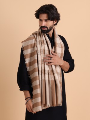 Tweedle Acrylic Checkered Men Shawl(Beige)