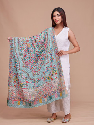 swi stylish Wool Woven Women Shawl(Light Blue)