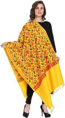 CHOUDHARYRETAILS Wool Embroidered Women Shawl(Yellow)