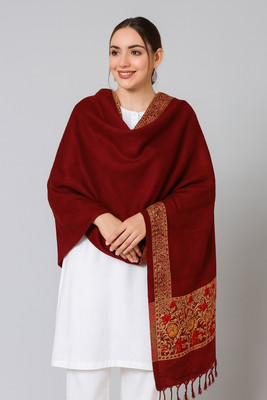 Blushh Collection Wool Embroidered Women Shawl(Multicolor)