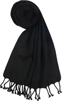 Collective Stitch Cotton Solid Women Shawl(Black)