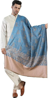 Braid N Cord Polyester Wool Blend Applique Men Shawl(Light Blue)