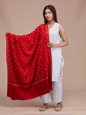 swi stylish Wool Embroidered Women Shawl(Maroon)