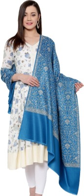 Royal-E-Kashmir Wool Woven Women Shawl(Blue)