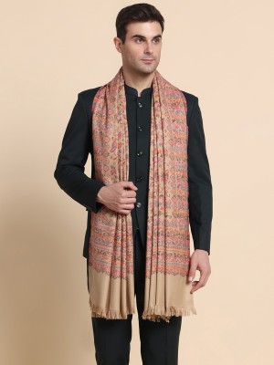 WEAVERS VILLA Acrylic, Wool Woven Men Shawl(Beige)