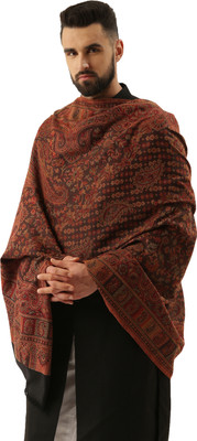 Pashmoda Polyester Wool Blend Woven Men Shawl(Brown)