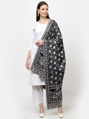 WEAVERS VILLA Cashmere, Polyester Wool Blend Woven, Self Design Women Shawl(Beige)
