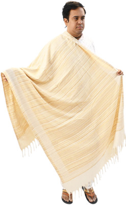 Vrinde Wool Self Design Men Shawl(White)