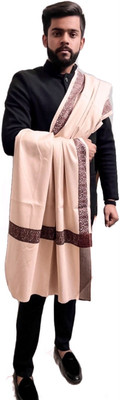 CHOUDHARYRETAILS Polyester Wool Blend Woven Men Shawl(Beige)