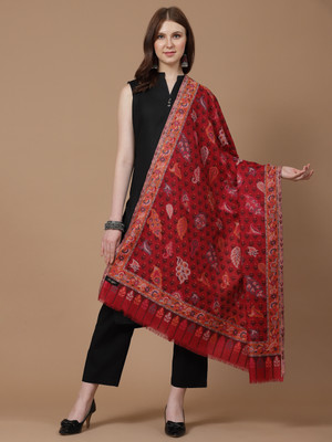swi stylish Wool Woven Women Shawl(Maroon)