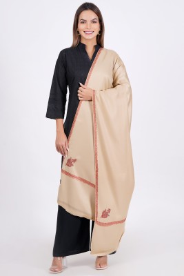 KAVIM Wool Embroidered Women Shawl(Beige)