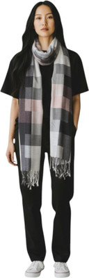 shahposh Wool Checkered Women Shawl(Blue)