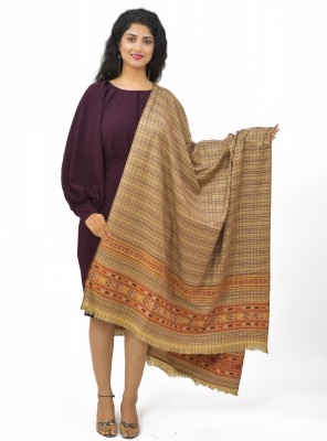 BAISA Wool, Acrylic Self Design Women, Men Shawl(Beige)