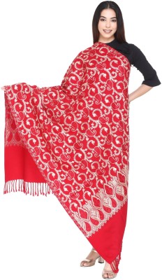 MANBHAV Acrylic Embroidered Women Shawl(Red)