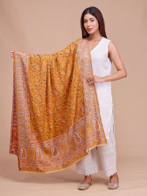 swi stylish Wool Woven Women Shawl(Yellow)