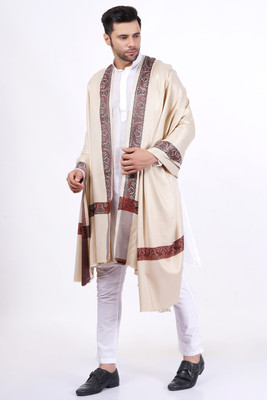 Vrinde Wool Solid Men Shawl(Beige)