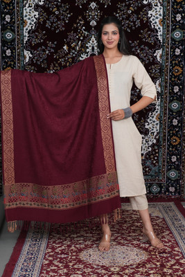 STSHAWLS Acrylic Self Design Women Shawl(Maroon)