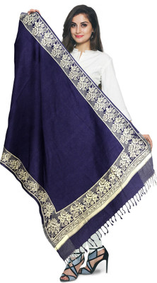 CHOUDHARYRETAILS Wool, Viscose Printed Women Shawl(Blue)