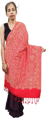 Royal-E-Kashmir Pashmina Embellished Women Shawl(Red)