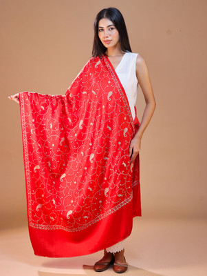 swi stylish Wool Paisley Women Shawl(Red)